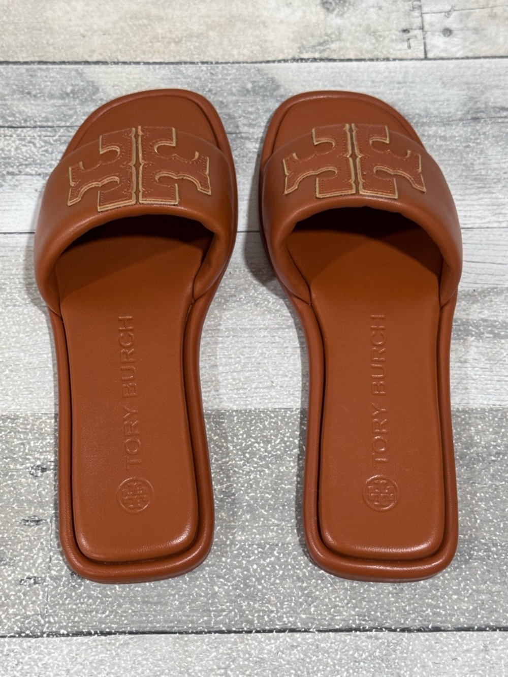 Tory Burch Double T Sport Slide Sandal - Bourbon Miele / Gold - Sz - 7 .Us View 3